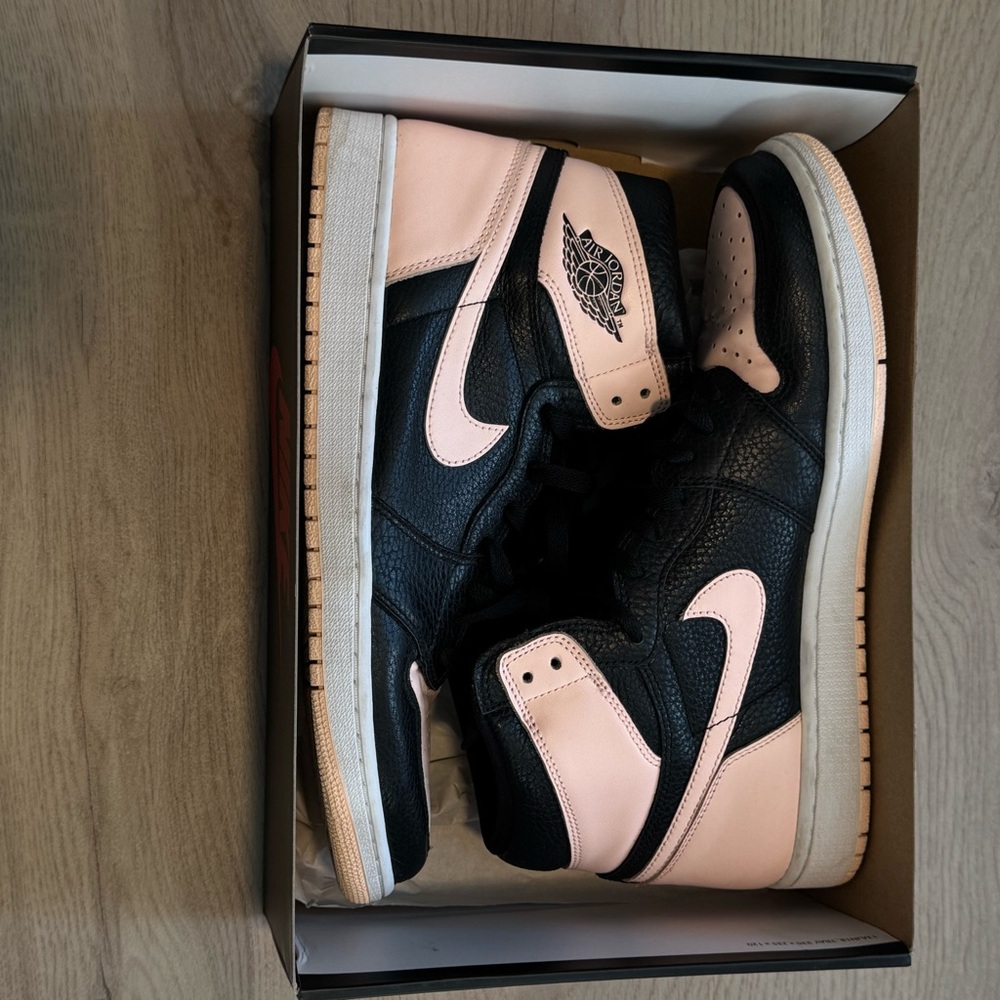 Mens Air Jordan 1 High Black and Pink Sneakers